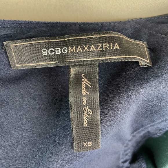 BCBGMaxAzria blue & black faux leather peplum top - Picture 5 of 6